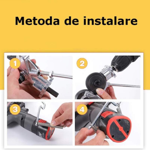 ADAPTOR PROFESIONAL PENTRU BORMAȘINĂ, DISPOZITIV CU ROLE PENTRU TĂIAT TABLĂ (OȚEL, ALUMINIU, CUPRU), PRINDERE 1/4, ARGINTIU [2]