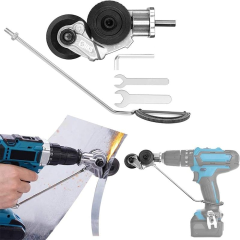 ADAPTOR PROFESIONAL PENTRU BORMAȘINĂ, DISPOZITIV CU ROLE PENTRU TĂIAT TABLĂ (OȚEL, ALUMINIU, CUPRU), PRINDERE 1/4, ARGINTIU [6]