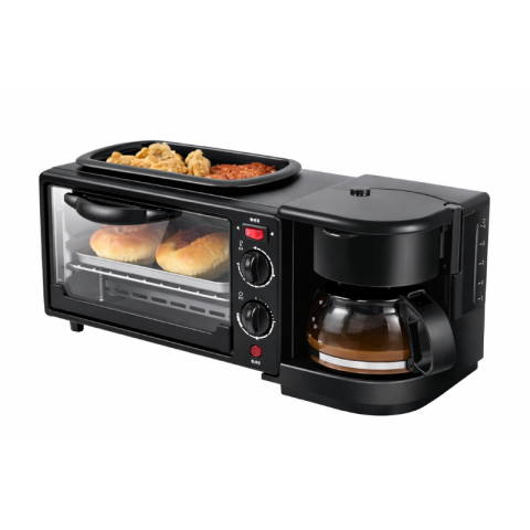 Cafea si accesorii - Aparat de mic dejun 3 în 1 electric cafetieră, prăjitor de pâine și grătar antiaderent