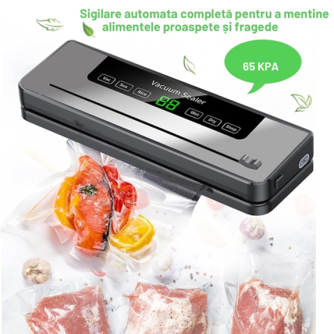 APARAT DE VIDAT ȘI SIGILAT PREMIUM, 120W, VIDARE UMEDĂ/USCATĂ, STERILIZARE UV, ECRAN TACTIL ȘI 6 MODURI DE LUCRU – GRI PLUMB [2]