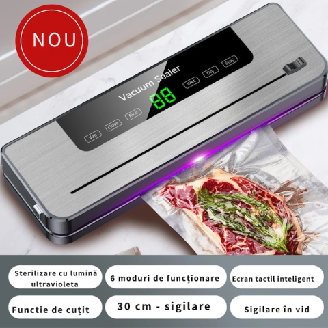 APARAT DE VIDAT ȘI SIGILAT PREMIUM, 120W, VIDARE UMEDĂ/USCATĂ, STERILIZARE UV, ECRAN TACTIL ȘI 6 MODURI DE LUCRU – GRI PLUMB [7]