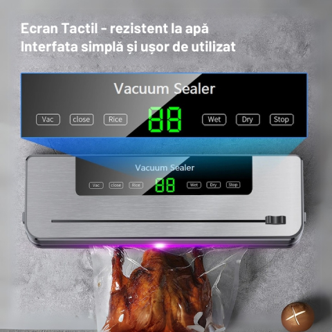 APARAT DE VIDAT ȘI SIGILAT PREMIUM, 120W, VIDARE UMEDĂ/USCATĂ, STERILIZARE UV, ECRAN TACTIL ȘI 6 MODURI DE LUCRU – GRI PLUMB [8]