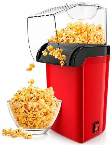 Bucatarie - APARAT DE FĂCUT POPCORN CU AER FIERBINTE, GĂTIRE FĂRĂ ULEI, PREPARARE RAPIDĂ ÎN 2 MINUTE, DESIGN COMPACT ȘI SĂNĂTOS – IDEAL PENTRU ACASĂ