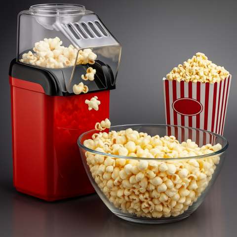 APARAT DE FĂCUT POPCORN CU AER FIERBINTE, GĂTIRE FĂRĂ ULEI, PREPARARE RAPIDĂ ÎN 2 MINUTE, DESIGN COMPACT ȘI SĂNĂTOS – IDEAL PENTRU ACASĂ [2]