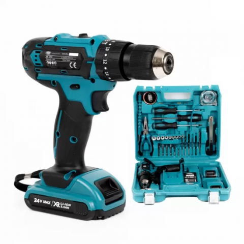 Bormasina Electrica 36V cu Percutie + Trusa Autofiletanta: 2 Acumulatori, Incarcator si 30 Accesorii Gadget - Bormasina Electrica 36V cu Percutie + Trusa Autofiletanta: 2 Acumulatori, Incarcator si 30 Accesorii