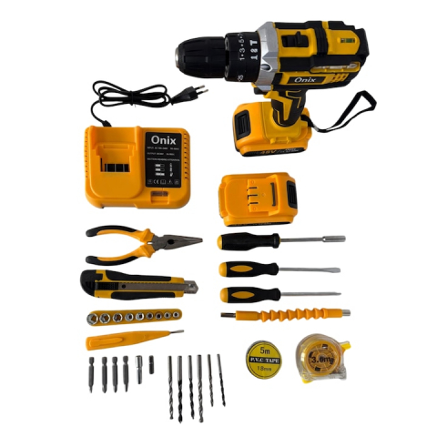Bormasina Electrica 48V cu Percutie + Trusa Autofiletanta: 2 Acumulatori 48V , Incarcator si 30 Accesorii [1]