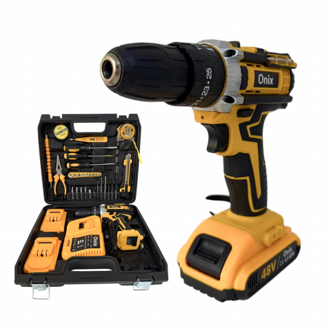 Bormasina Electrica 48V cu Percutie + Trusa Autofiletanta: 2 Acumulatori 48V , Incarcator si 30 Accesorii Gadget - Bormasina Electrica 48V cu Percutie + Trusa Autofiletanta: 2 Acumulatori 48V , Incarcator si 30 Accesorii