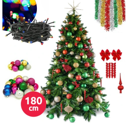 Casa Si Gradina - Brad de Craciun 180cm + Set complet accesorii pentru impodobit