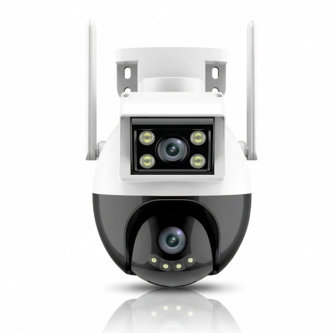 OFERTE TOP - CAMERĂ DE SUPRAVEGHERE DUBLĂ JORTAN 8MP – REZOLUȚIE 4K, WIFI, RECUNOAȘTERE FACIALĂ, DETECTARE UMANĂ ȘI ILUMINARE DUALĂ PENTRU SIGURANȚĂ MAXIMĂ