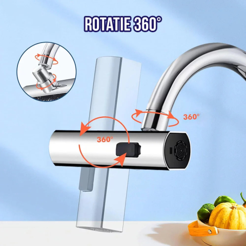 CAP DE ROBINET MULTIFUNCȚIONAL CU 4 MODURI DE PULVERIZARE, ROTIRE 360 GRADE, AERATOR PENTRU ECONOMISIRE APĂ ȘI DESIGN ERGONOMIC [4]