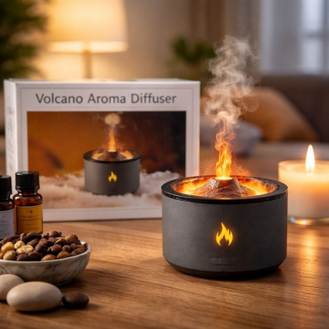 DIFUZOR AROME TIP VULCAN CU EFECT DE LAVĂ ȘI FLACĂRĂ LED – UMIDIFICATOR ȘI DISPOZITIV AROMATERAPIE CU DESIGN SPECTACULOS ȘI MODURI DE PULVERIZARE DINAMICE [3]