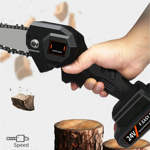 MINI DRUJBĂ ELECTRICĂ 10 CENTIMETRI, 48V, INCLUDE 2 ACUMULATORI LI-ION 4500MAH, 2000 RPM, ÎNCĂRCĂTOR ȘI PILĂ ASCUȚIRE LANȚ [4]