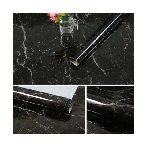 FOLIE AUTOCOLANTĂ MARMURĂ NEAGRĂ 60X300CM – AUTOADEZIVĂ, WATERPROOF, DESIGN PREMIUM PENTRU RECONDIȚIONARE BLAT BUCĂTĂRIE ȘI MOBILIER [2]