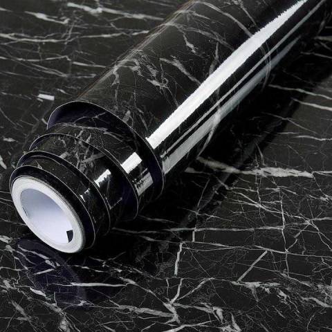 OFERTE TOP - FOLIE AUTOCOLANTĂ MARMURĂ NEAGRĂ 60X300CM – AUTOADEZIVĂ, WATERPROOF, DESIGN PREMIUM PENTRU RECONDIȚIONARE BLAT BUCĂTĂRIE ȘI MOBILIER
