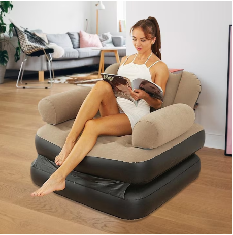 Casa Si Gradina - Fotoliu Gonflabil,2-in-1, pliabil, multifunctional,Utilizare Ca Fotoliu Sau Sezlong, Rezistent La Apa, Catifelat