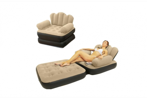 Fotoliu Gonflabil,2-in-1, pliabil, multifunctional,Utilizare Ca Fotoliu Sau Sezlong, Rezistent La Apa, Catifelat [1]