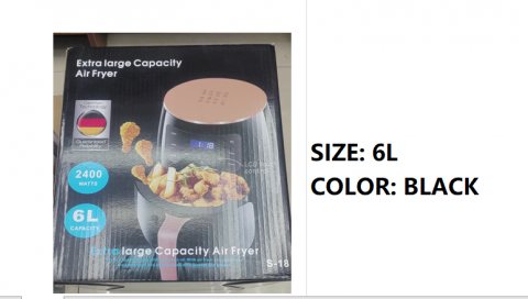 Friteuza cu aer cald, 6L, 2400 Watts, Display Digital, Functie de Coacere [1]