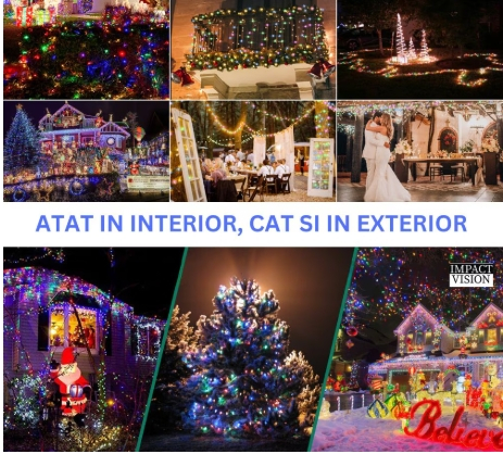 Instalatie de craciun , tip Rola 100m, 8 moduri de lumini, pentru exterior/interior, multicolor [1]