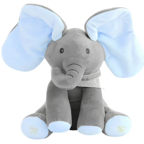 OFERTE TOP - ELEFANT INTERACTIV DIN PLUȘ PEEK-A-BOO – JUCĂRIE CARE CÂNTĂ, VORBEȘTE ȘI FLUTURĂ URECHILE, CADOU IDEAL PENTRU BEBELUȘI ȘI COPII, GRI/ROZ