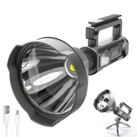 Gadget - LANTERNĂ MULTIFUNCȚIONALĂ REÎNCĂRCABILĂ CU TREPIED, 4 MODURI ILUMINARE, ÎNCĂRCARE USB ȘI INDICATOR BATERIE – PROIECTOR PORTABIL, NEGRU