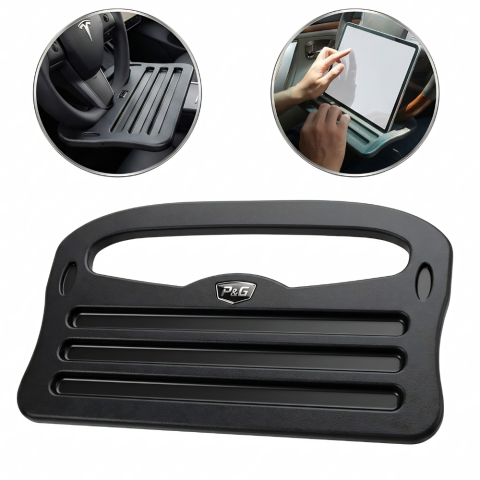 OFERTE TOP - MASĂ DE VOLAN AUTO MULTIFUNCȚIONALĂ 42.5 X 28.5 CM – SUPORT LAPTOP, TABLETĂ SAU MÂNCARE, DESIGN ERGONOMIC ȘI COMPACT, NEGRU