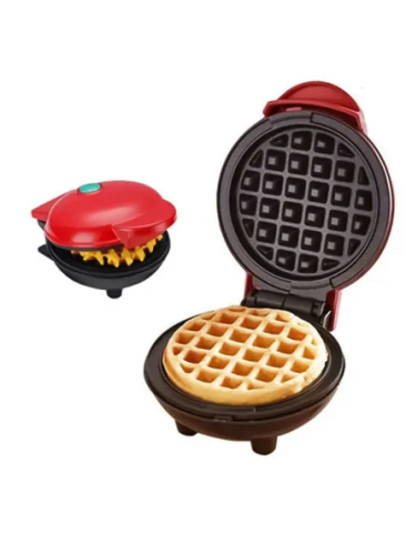 MINI APARAT DE FĂCUT VAFE ȘI GOFRE, ÎNVELIȘ ANTIADERENT, PROTECȚIE SUPRAÎNCĂLZIRE, INDICATOR LUMINOS, DESIGN COMPACT , ROȘU [1]