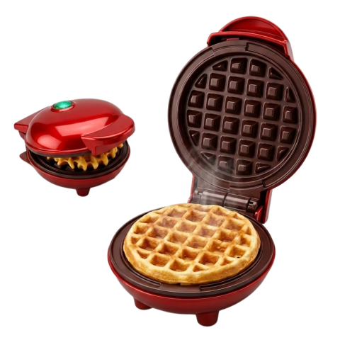 Bucatarie - MINI APARAT DE FĂCUT VAFE ȘI GOFRE, ÎNVELIȘ ANTIADERENT, PROTECȚIE SUPRAÎNCĂLZIRE, INDICATOR LUMINOS, DESIGN COMPACT , ROȘU