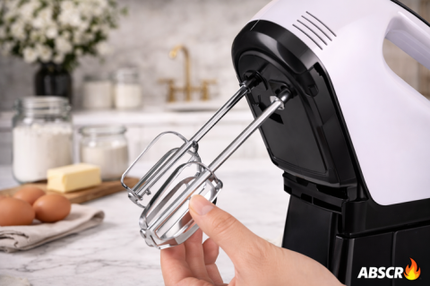 MIXER CU BOL DIN INOX 4L – PUTERE 380W, 7 TREPTE DE VITEZĂ, ACCESORII PENTRU FRĂMÂNTARE ȘI AMESTECARE, DESIGN ERGONOMIC ALB [6]