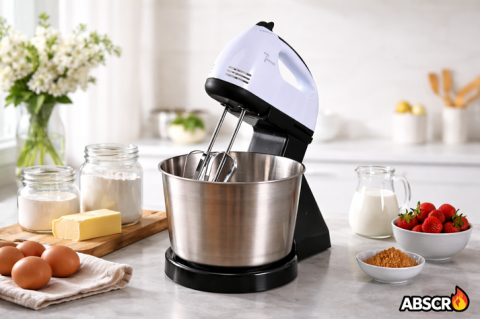 MIXER CU BOL DIN INOX 4L – PUTERE 380W, 7 TREPTE DE VITEZĂ, ACCESORII PENTRU FRĂMÂNTARE ȘI AMESTECARE, DESIGN ERGONOMIC ALB [7]