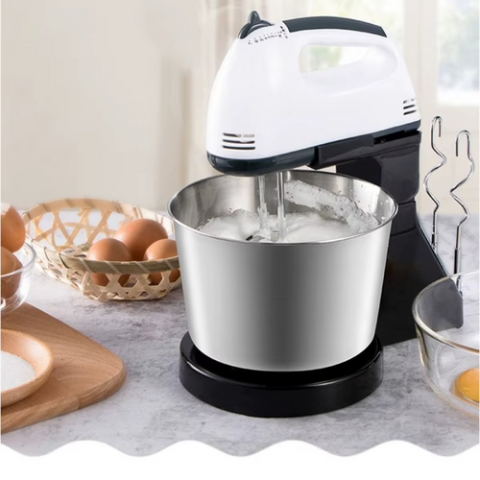 MIXER CU BOL DIN INOX 4L – PUTERE 380W, 7 TREPTE DE VITEZĂ, ACCESORII PENTRU FRĂMÂNTARE ȘI AMESTECARE, DESIGN ERGONOMIC ALB [8]
