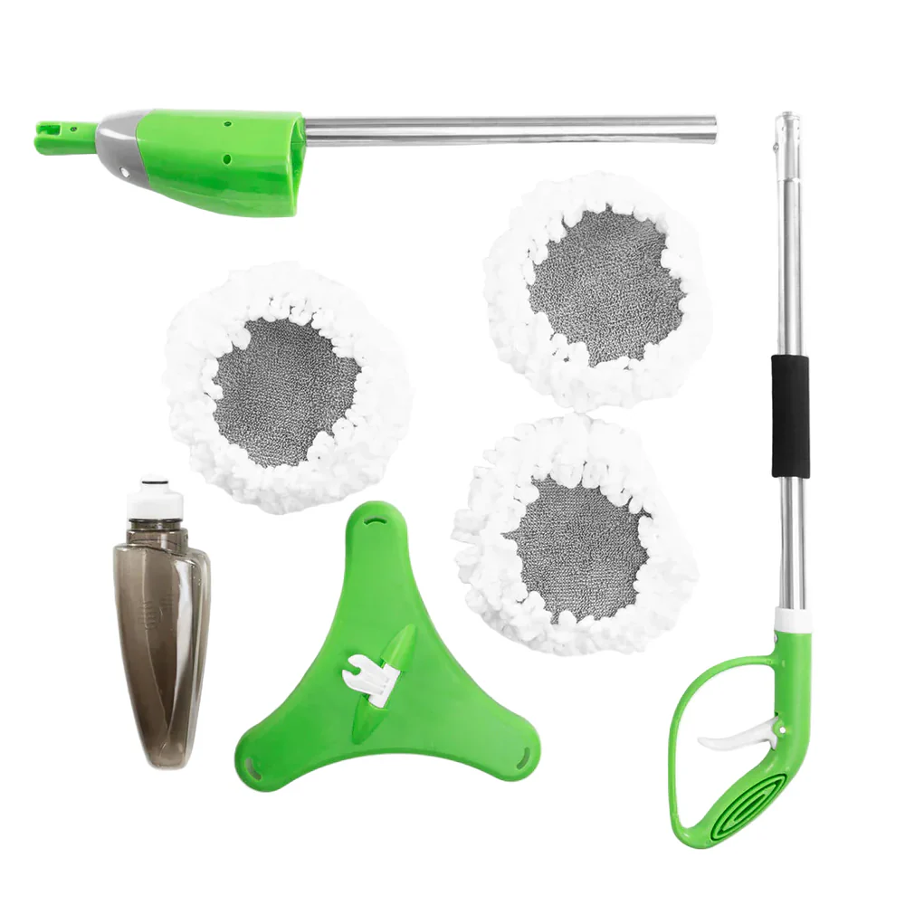 Mop triplu cu rezervor pulverizator cu 3 capete rotative de 20 cm, 3 lavete microfibra, rezervor 600m [1]