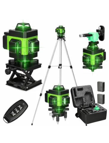 Gradină si Bricolaj - NIVELĂ LASER 4D CU 16 LINII VERZI, AUTONIVELARE 360°, TELECOMANDĂ, ACCESORII ȘI TREPIED PROFESIONAL 150 CM , PRECIZIE MAXIMĂ PENTRU CONSTRUCȚII ȘI AMENAJĂRI