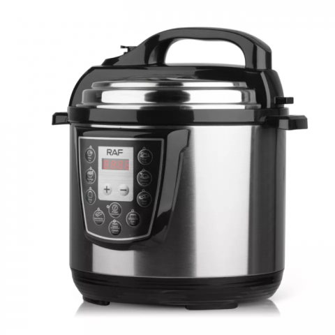 Casa Si Gradina - Oala electrica sub presiune RAF 6L 1000W multifunctional si multiprogramabila, otel inoxidabil, oala din aluminiu