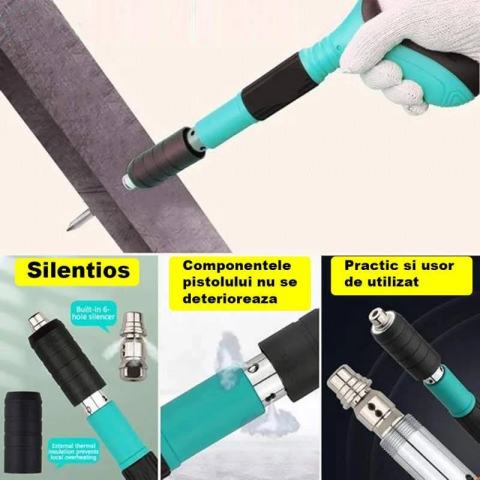 PISTOL MANUAL PENTRU FIXAREA CUIELOR ȘI NITURILOR, LUNGIME 30 CM, CALIBRU 7.3 MM, EFECT PNEUMATIC , DISPOZITIV PROFESIONAL PENTRU MONTAJ RAPID ÎN BETON ȘI OȚEL [3]