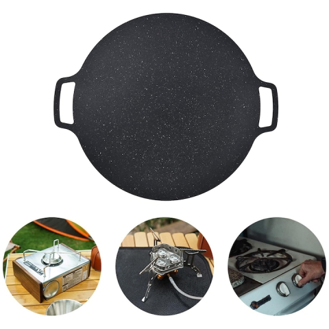 PLITĂ JAPONEZĂ ROTUNDĂ (GRILL), 32 CM, ÎNVELIȘ ANTIADERENT, COMPATIBILĂ CU INDUCȚIE, GAZ ȘI GRĂTAR, DESIGN ERGONOMIC – NEGRU [4]