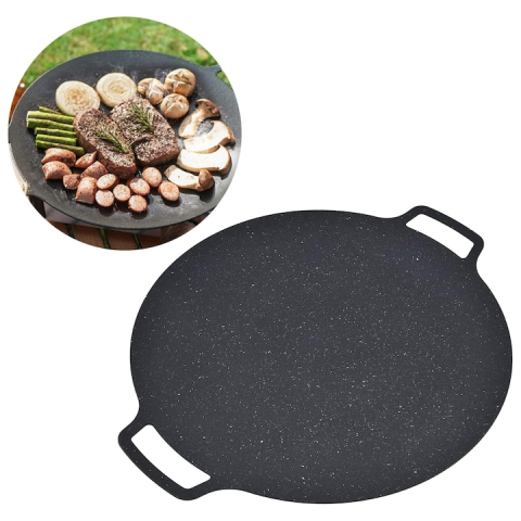 PLITĂ JAPONEZĂ ROTUNDĂ (GRILL), 32 CM, ÎNVELIȘ ANTIADERENT, COMPATIBILĂ CU INDUCȚIE, GAZ ȘI GRĂTAR, DESIGN ERGONOMIC – NEGRU [6]