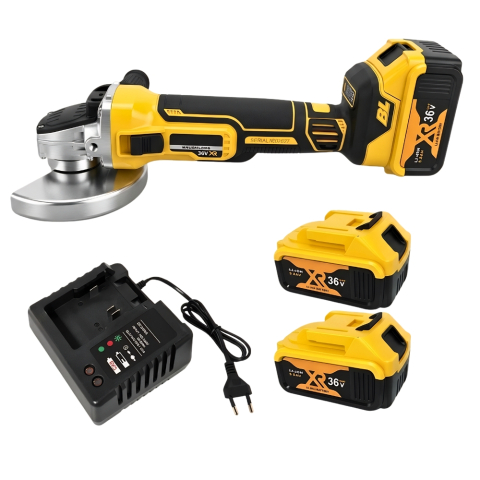 Gradină si Bricolaj - POLIZOR UNGHIULAR (FLEX) FĂRĂ FIR CU 2 ACUMULATORI 48V, 5 AH, DIAMETRU DISC 125 MM, 8100 RPM, GALBEN , PERFORMANȚĂ ȘI LIBERTATE TOTALĂ ÎN MIȘCARE