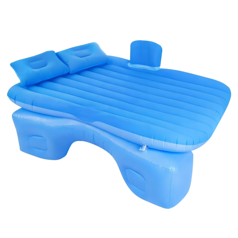OFERTE TOP - SALTEA AUTO GONFLABILĂ PREMIUM CU 2 PERNE ȘI POMPĂ ELECTRICĂ INCLUSĂ – PAT PORTABIL PENTRU BANCHETA DIN SPATE, DESIGN ERGONOMIC, IDEALĂ PENTRU CAMPING, CĂLĂTORII ȘI ODIHNĂ, ALBASTRU