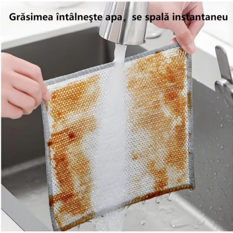 SET 10 LAVETE DIN MICROFIBRĂ METALICĂ ABRAZIVĂ PENTRU VASE – CURĂȚARE EFICIENTĂ FĂRĂ ZGÂRIETURI, UTILIZARE UMEDĂ ȘI USCATĂ, 20X20 CM, ARGINTIU [3]