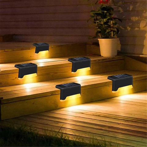 Gradină si Bricolaj - SET 4 LUMINI SOLARE LED PENTRU TREPTE ȘI SCĂRI, REZISTENTE LA APĂ IP65, PORNIRE AUTOMATĂ, DECOR PREMIUM PENTRU GRĂDINĂ ȘI EXTERIOR