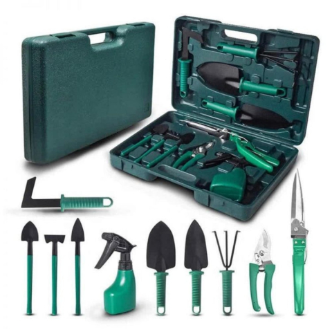 Gradină si Bricolaj - SET COMPLET ACCESORII GRĂDINĂRIT 10 PIESE, UNELTE DIN INOX ȘI PLASTIC PREMIUM, INCLUDE FOARFECĂ, LOPĂȚI, PULVERIZATOR ȘI GEANTĂ PENTRU TRANSPORT