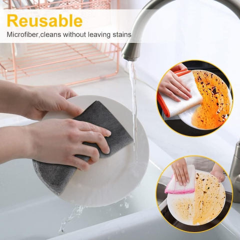 SET 5 LAVETE MICROFIBRĂ PREMIUM 30X30CM – CURĂȚARE PROFESIONALĂ FĂRĂ URME, SCAME SAU ZGÂRIETURI, IDEALE PENTRU GEAMURI, OGLINZI, BUCĂTĂRIE ȘI AUTO [3]