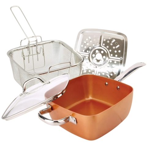 Bucatarie - SET TIGAIE MULTIFUNCȚIONALĂ MIGAS 5 PIESE – ÎNVELIȘ NON-ADERENT, GĂTIT FĂRĂ ULEI, INCLUDE COȘ PRĂJIRE ȘI ACCESORII VAPOR, REZISTENTĂ LA TEMPERATURI ÎNALTE, IDEALĂ PENTRU ORICE TIP DE PLITĂ
