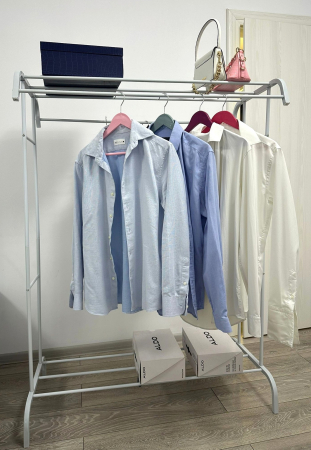 Suport dublu de umerase pentru haine, cu 1 suport de pantofi, din metal, cu raft depozitare deasupra – 50KG greutate maxima, 150x120x48cm [4]