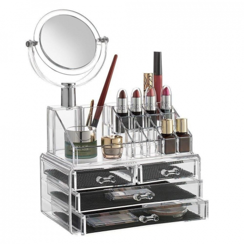 Cosmetice - suport organizator pentru accesori de Make-up sau manichiura, si diverse cosmetice oglinda  inclusa 3 sertare