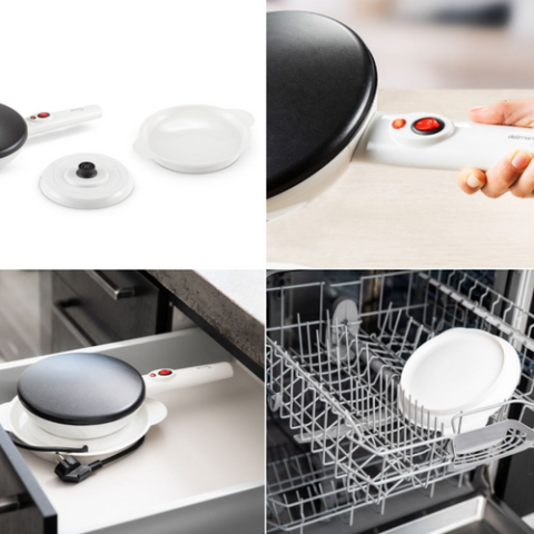TIGAIE ELECTRICĂ PENTRU CLĂTITE (CREPIERĂ), 600W, ÎNVELIȘ ANTIADERENT, GĂTIRE FĂRĂ ULEI, DIAMETRU 20 CM ȘI TĂVIȚĂ INCLUSĂ [1]