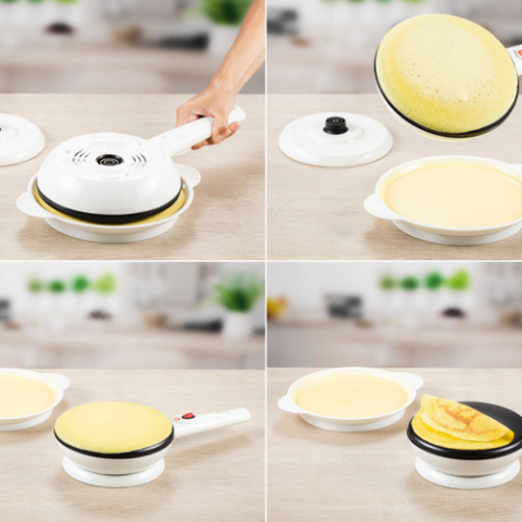 TIGAIE ELECTRICĂ PENTRU CLĂTITE (CREPIERĂ), 600W, ÎNVELIȘ ANTIADERENT, GĂTIRE FĂRĂ ULEI, DIAMETRU 20 CM ȘI TĂVIȚĂ INCLUSĂ [2]