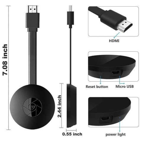 TRANSMITĂTOR HDMI CHROMECAST, CONECTARE WI-FI STREAMING FULL HD, COMPATIBIL ANDROID, IOS ȘI WINDOWS PENTRU SMART TV [2]