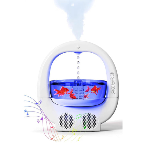 OFERTE TOP - UMIDIFICATOR MULTIFUNCȚIONAL 3-ÎN-1: BOL DECORATIV, BOXĂ BLUETOOTH ȘI ILUMINARE RGB – CAPACITATE 700ML, DESIGN MODERN DIN ABS ALB