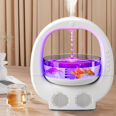 UMIDIFICATOR MULTIFUNCȚIONAL 3-ÎN-1: BOL DECORATIV, BOXĂ BLUETOOTH ȘI ILUMINARE RGB – CAPACITATE 700ML, DESIGN MODERN DIN ABS ALB [6]